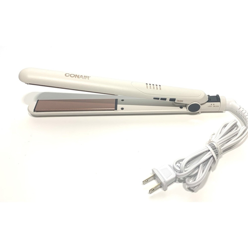 Conair CS221N Ceramic Flat Iron White Rose Gold‎ 1 Inch Hair Straightener 410F